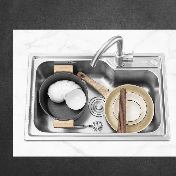 Contemporary Style Kitchen Sink Noise-cancelling Design Drop-In Kitchen Sink -Bathlova