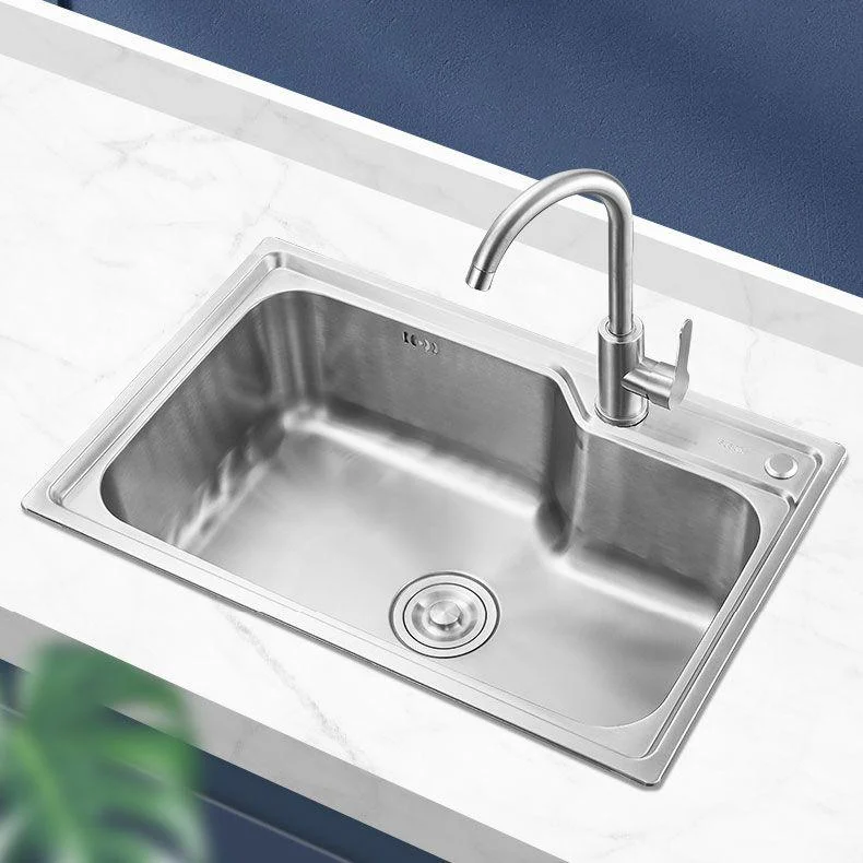 Contemporary Style Kitchen Sink Noise-cancelling Design Drop-In Kitchen Sink -Bathlova