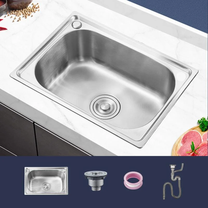 Contemporary Style Kitchen Sink Noise-cancelling Design Drop-In Kitchen Sink -Bathlova