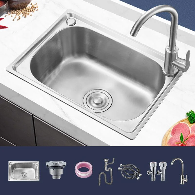 Contemporary Style Kitchen Sink Noise-cancelling Design Drop-In Kitchen Sink -Bathlova