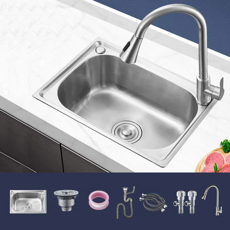 Contemporary Style Kitchen Sink Noise-cancelling Design Drop-In Kitchen Sink -Bathlova