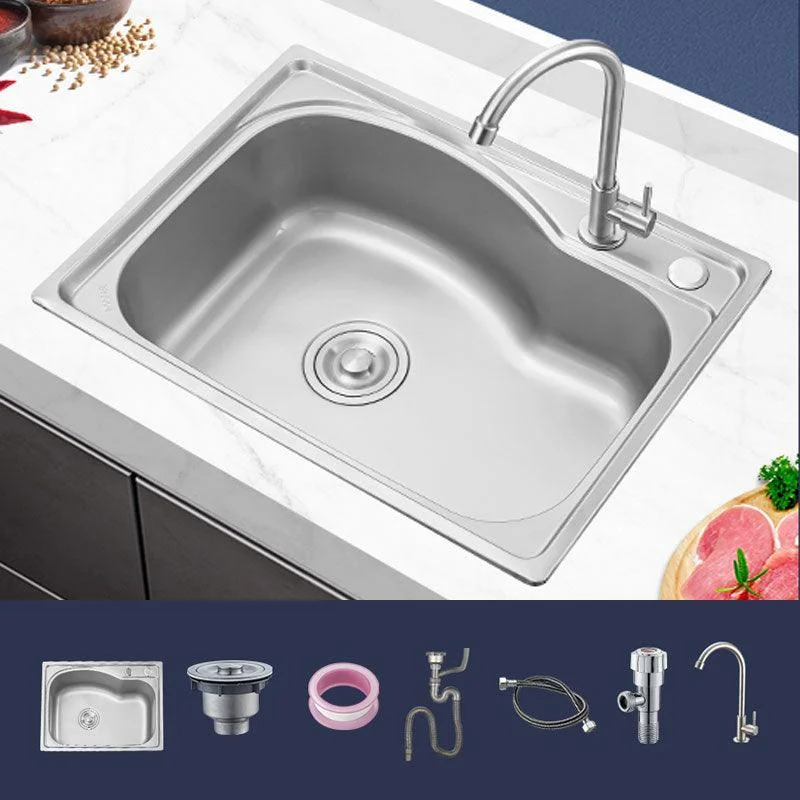 Contemporary Style Kitchen Sink Noise-cancelling Design Drop-In Kitchen Sink -Bathlova