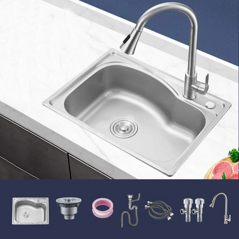 Contemporary Style Kitchen Sink Noise-cancelling Design Drop-In Kitchen Sink -Bathlova