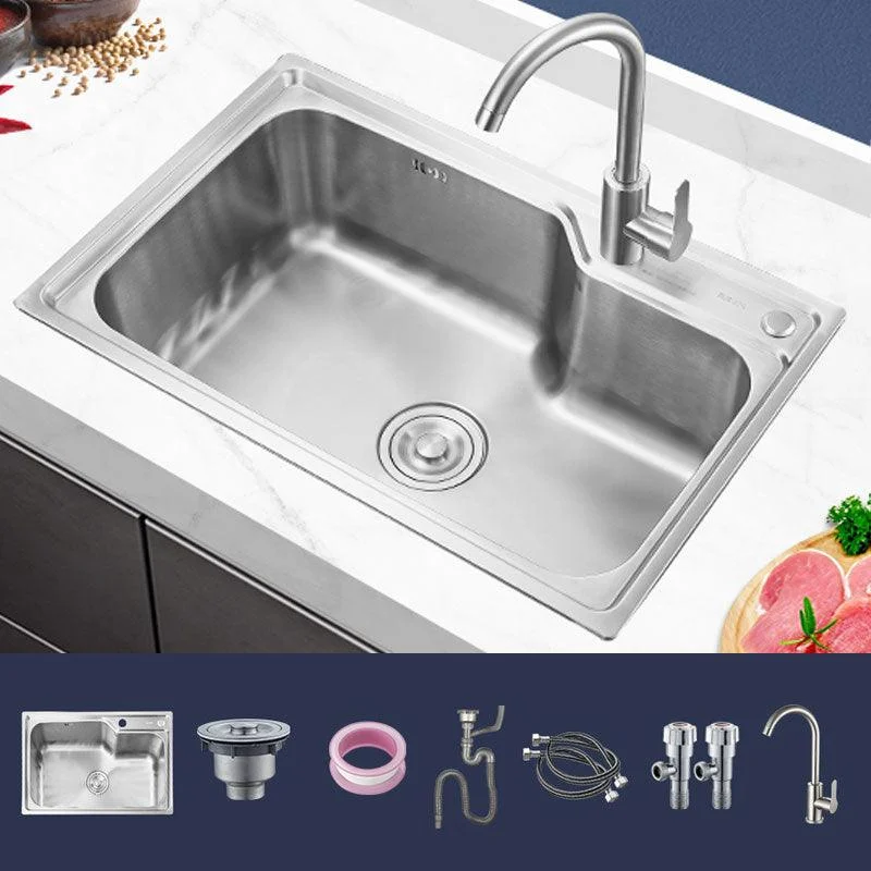 Contemporary Style Kitchen Sink Noise-cancelling Design Drop-In Kitchen Sink -Bathlova