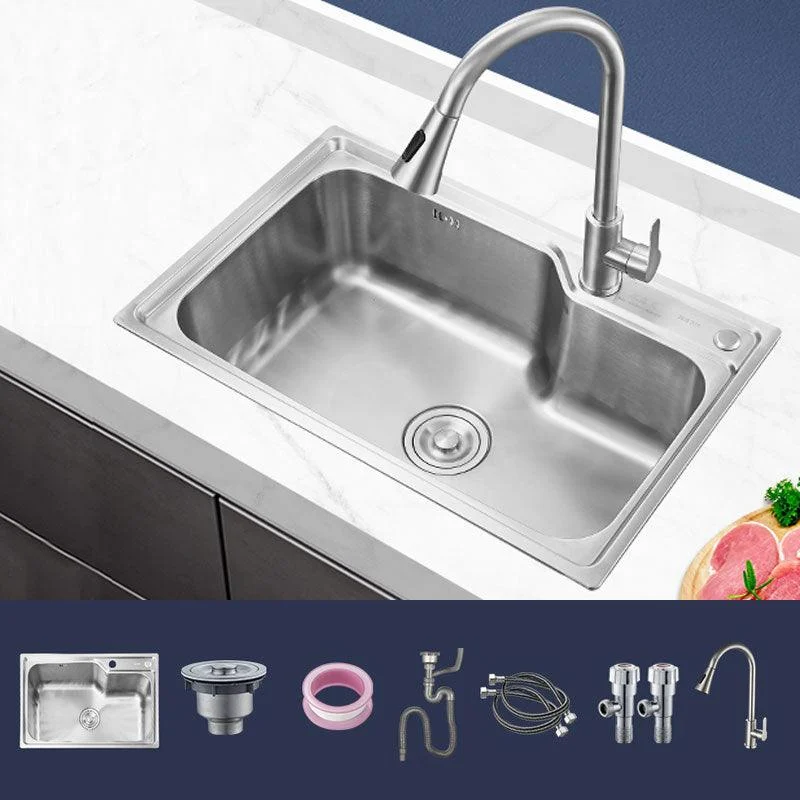 Contemporary Style Kitchen Sink Noise-cancelling Design Drop-In Kitchen Sink -Bathlova