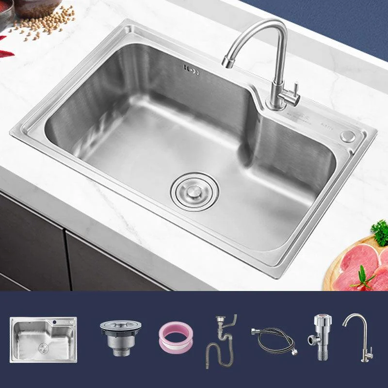 Contemporary Style Kitchen Sink Noise-cancelling Design Drop-In Kitchen Sink -Bathlova