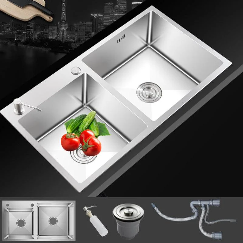 Contemporary Style Kitchen Sink Noise-cancelling Design Stainless Steel Kitchen Sink -Bathlova