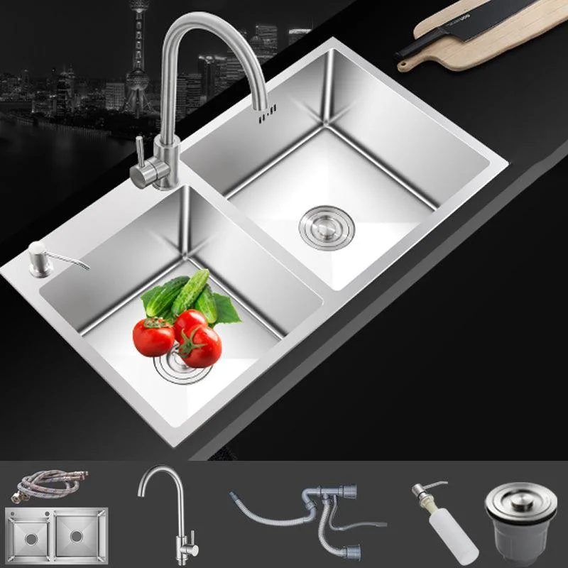 Contemporary Style Kitchen Sink Noise-cancelling Design Stainless Steel Kitchen Sink -Bathlova