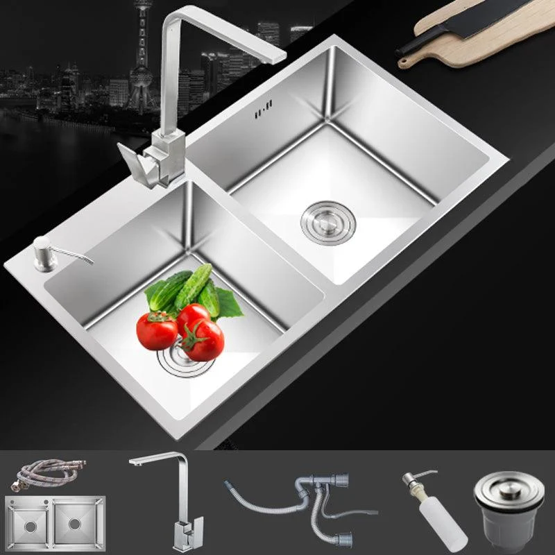 Contemporary Style Kitchen Sink Noise-cancelling Design Stainless Steel Kitchen Sink -Bathlova