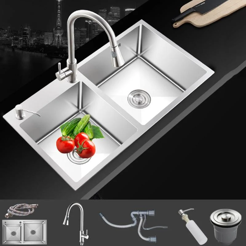 Contemporary Style Kitchen Sink Noise-cancelling Design Stainless Steel Kitchen Sink -Bathlova