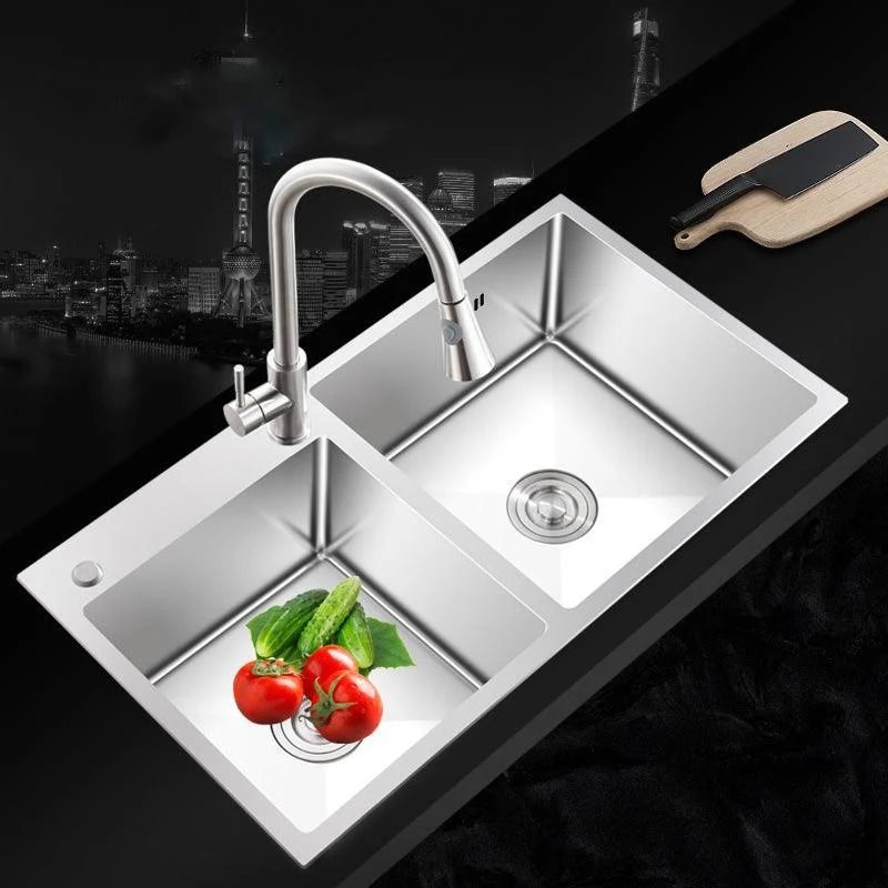 Contemporary Style Kitchen Sink Noise-cancelling Design Stainless Steel Kitchen Sink -Bathlova