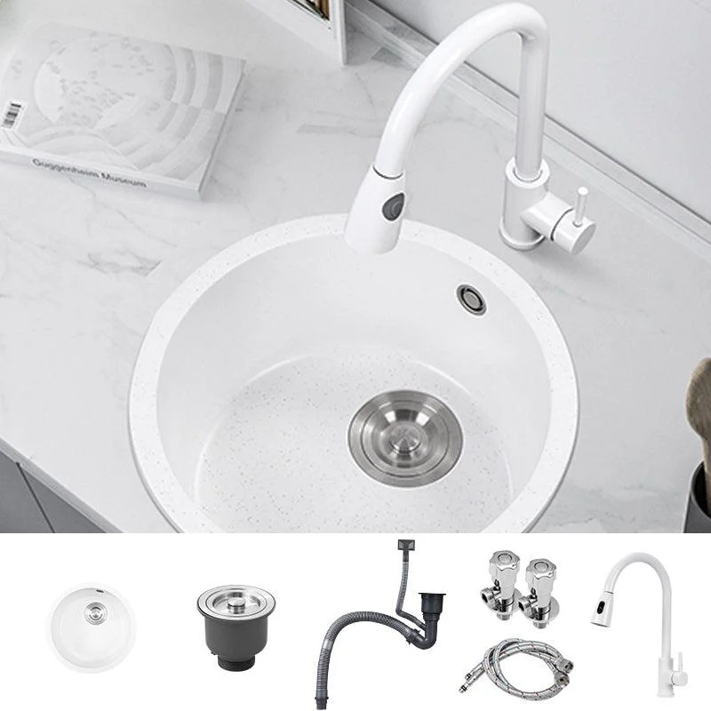 Contemporary Style Kitchen Sink Overflow Hole Design Drop-In Quartz Kitchen Sink -Bathlova