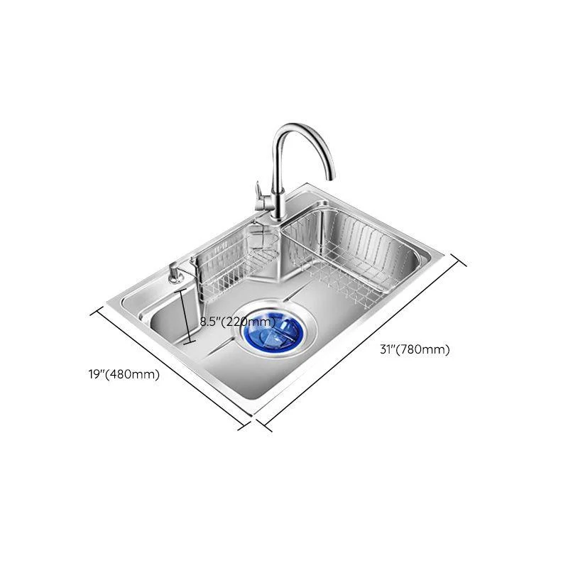 Contemporary Style Kitchen Sink Pure Color Stainless Steel 2 Holes Drop-In Kitchen Sink -Bathlova