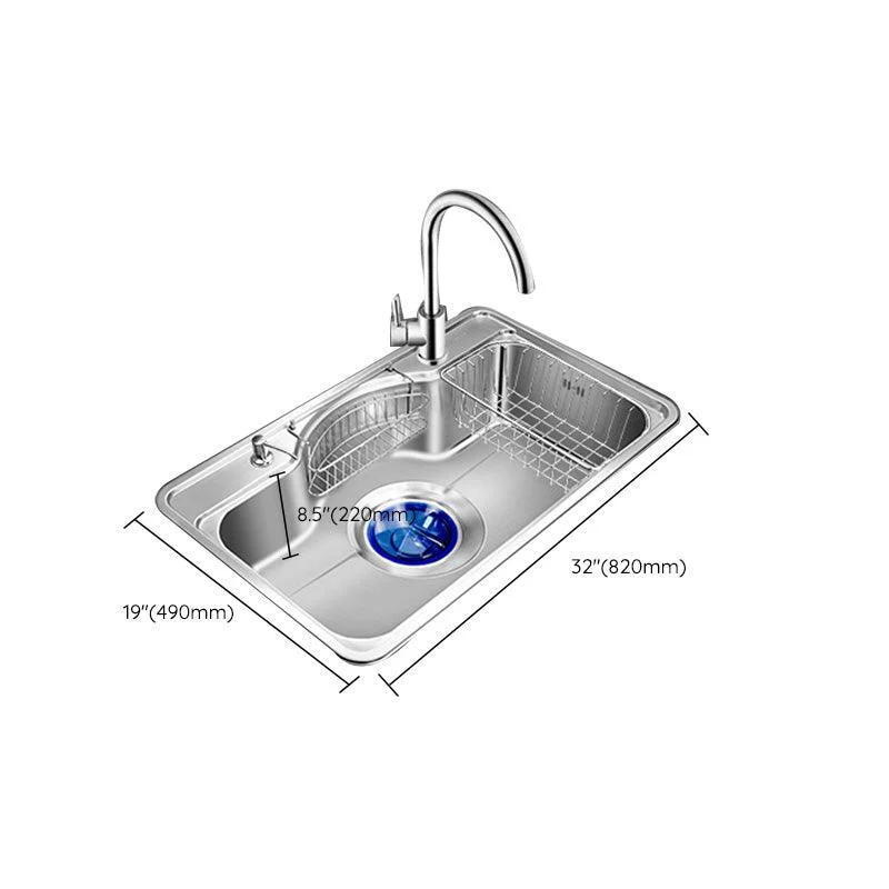 Contemporary Style Kitchen Sink Pure Color Stainless Steel 2 Holes Drop-In Kitchen Sink -Bathlova