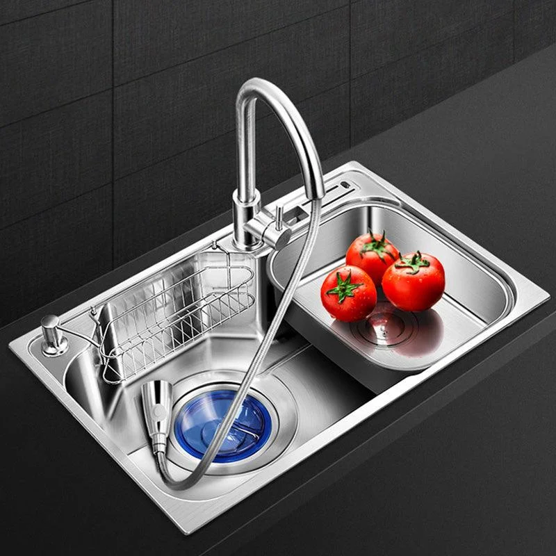 Contemporary Style Kitchen Sink Pure Color Stainless Steel 2 Holes Drop-In Kitchen Sink -Bathlova