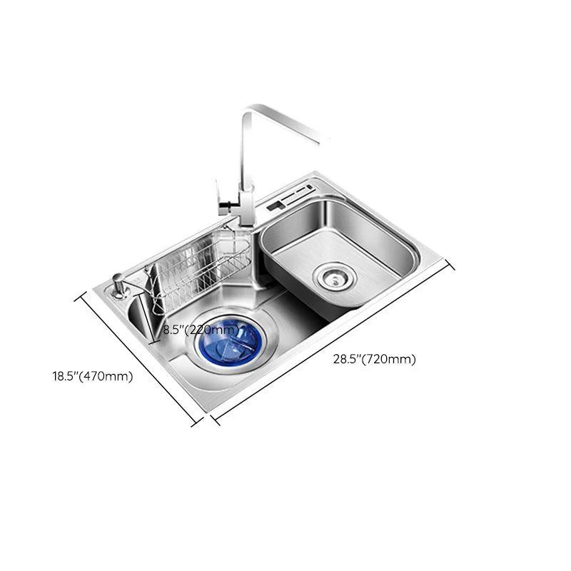 Contemporary Style Kitchen Sink Pure Color Stainless Steel 2 Holes Drop-In Kitchen Sink -Bathlova