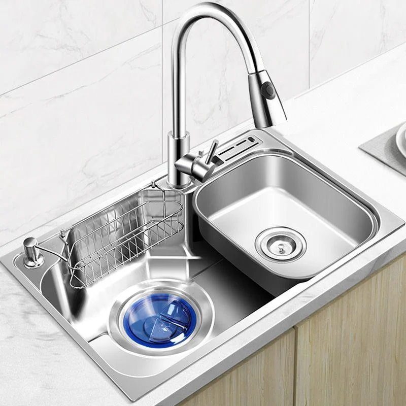 Contemporary Style Kitchen Sink Pure Color Stainless Steel 2 Holes Drop-In Kitchen Sink -Bathlova