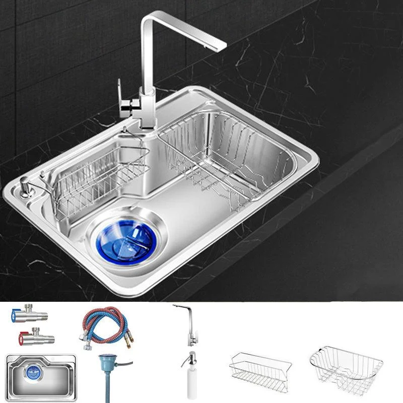 Contemporary Style Kitchen Sink Pure Color Stainless Steel 2 Holes Drop-In Kitchen Sink -Bathlova