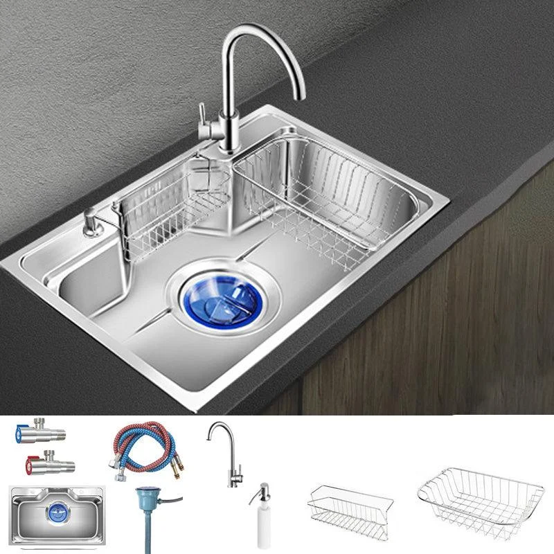 Contemporary Style Kitchen Sink Pure Color Stainless Steel 2 Holes Drop-In Kitchen Sink -Bathlova