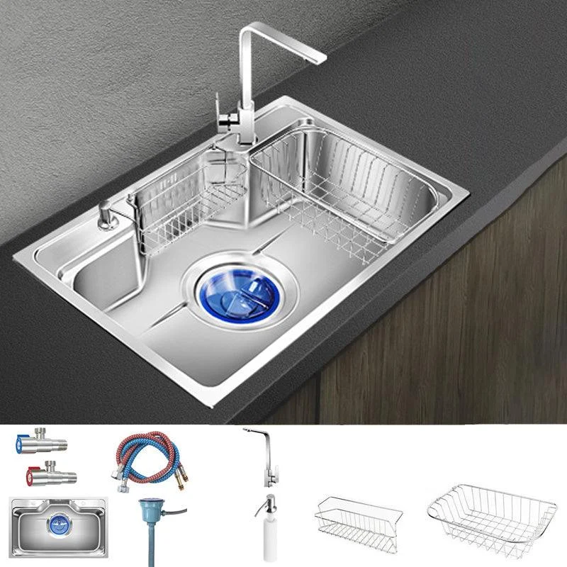 Contemporary Style Kitchen Sink Pure Color Stainless Steel 2 Holes Drop-In Kitchen Sink -Bathlova