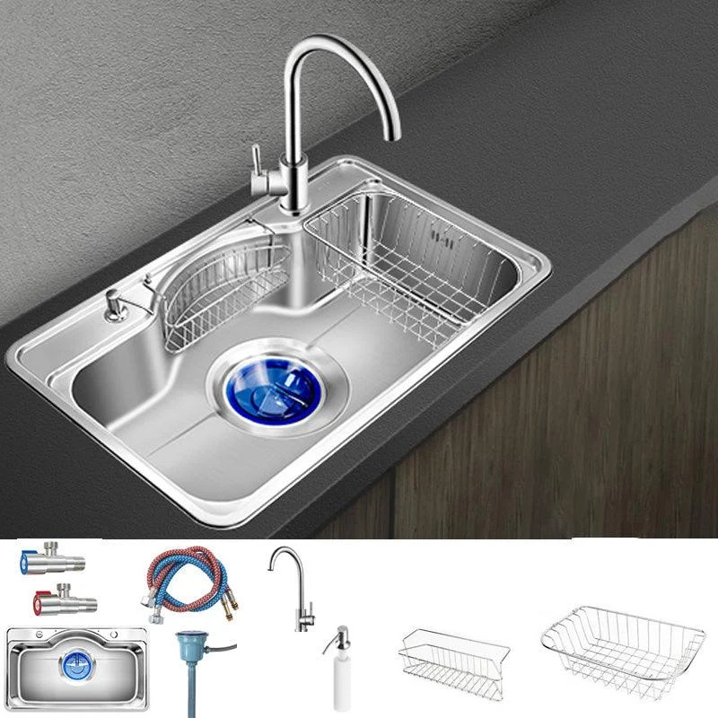 Contemporary Style Kitchen Sink Pure Color Stainless Steel 2 Holes Drop-In Kitchen Sink -Bathlova