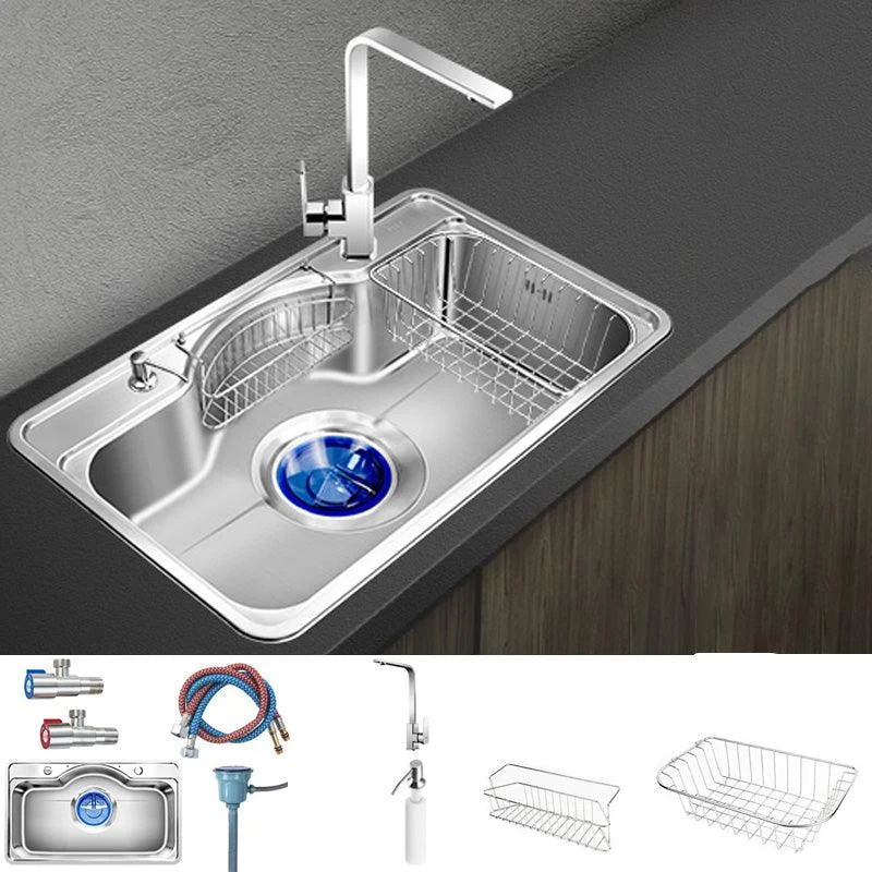 Contemporary Style Kitchen Sink Pure Color Stainless Steel 2 Holes Drop-In Kitchen Sink -Bathlova