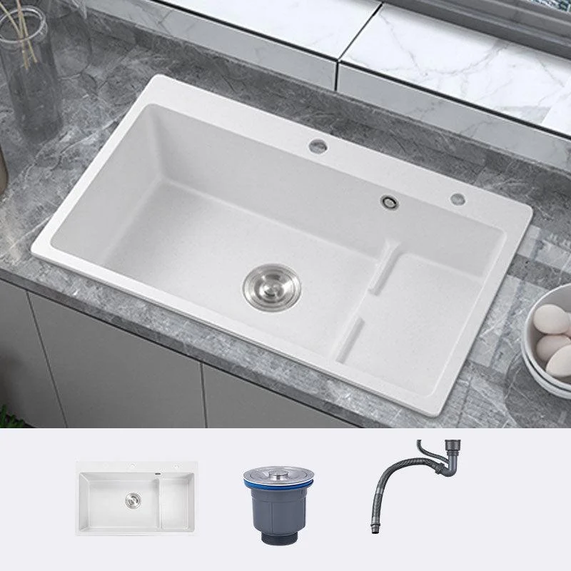 Contemporary Style Kitchen Sink Quartz Kitchen Sink in White -Bathlova