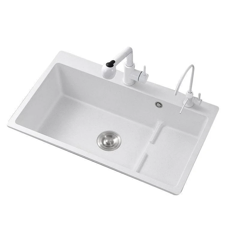 Contemporary Style Kitchen Sink Quartz Kitchen Sink in White -Bathlova