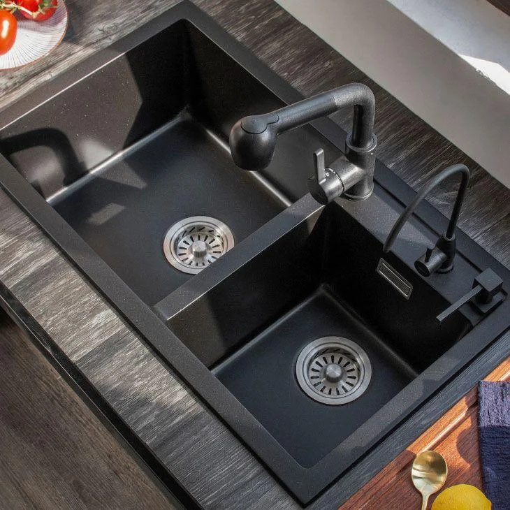 Contemporary Style Kitchen Sink Quartz Kitchen Sink with Double Sinks -Bathlova