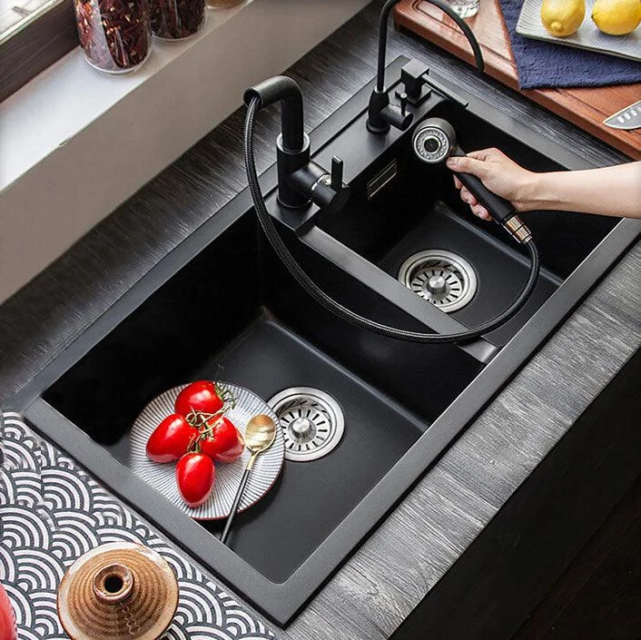 Contemporary Style Kitchen Sink Quartz Kitchen Sink with Double Sinks -Bathlova