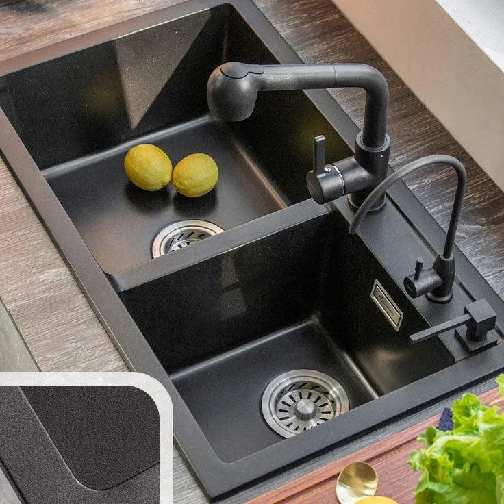 Contemporary Style Kitchen Sink Quartz Kitchen Sink with Double Sinks -Bathlova