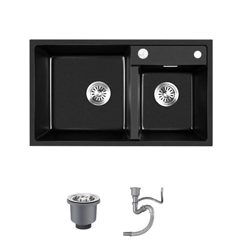 Contemporary Style Kitchen Sink Quartz Kitchen Sink with Double Sinks -Bathlova