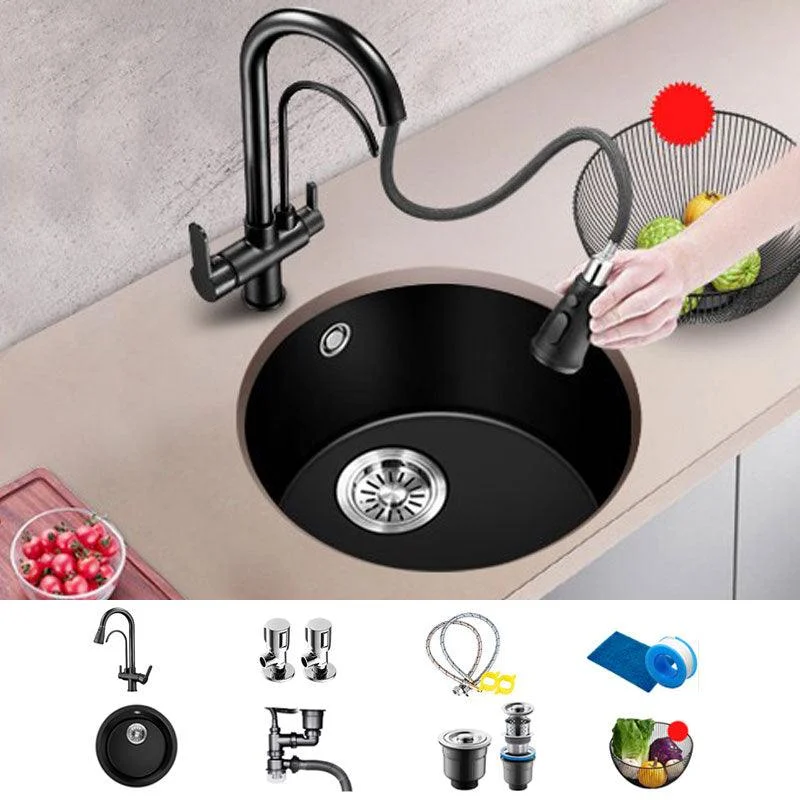 Contemporary Style Kitchen Sink Quartz Single Bowl Kitchen Sink -Bathlova