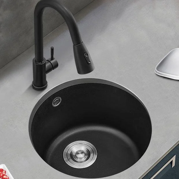 Contemporary Style Kitchen Sink Quartz Single Bowl Kitchen Sink with Basket Strainer -Bathlova