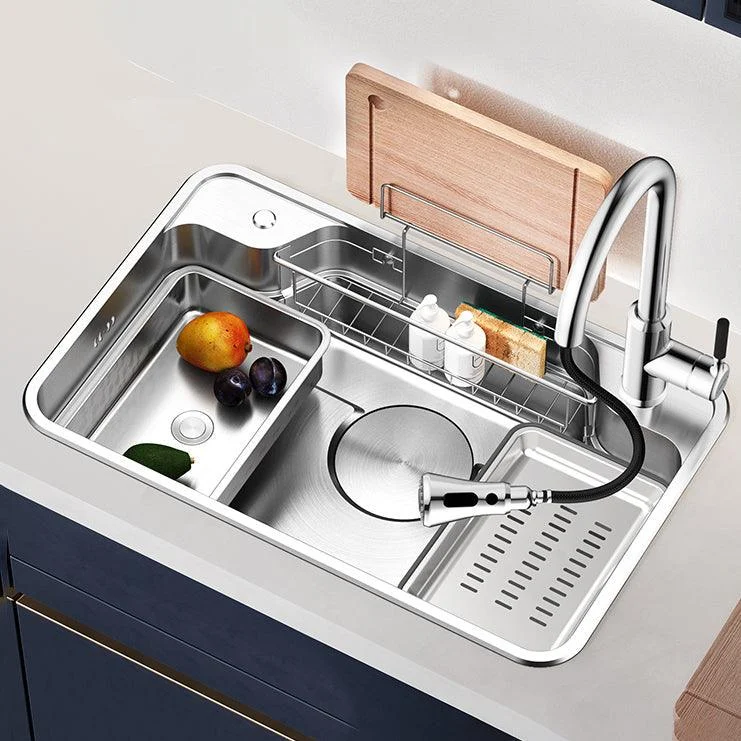 Contemporary Style Kitchen Sink Rectangle Shape Kitchen Sink with Single Bowl -Bathlova