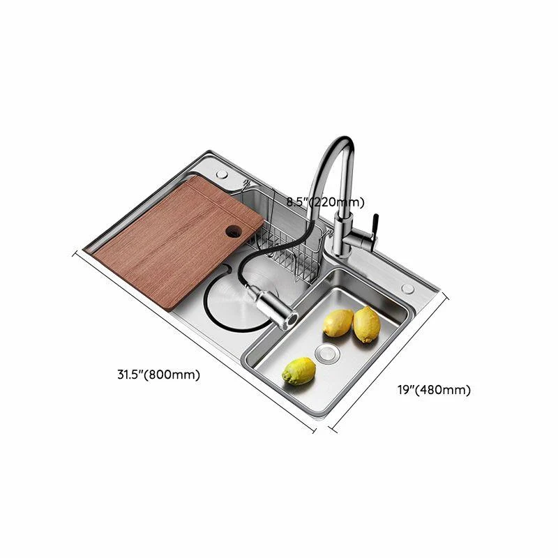 Contemporary Style Kitchen Sink Rectangle Shape Kitchen Sink with Single Bowl -Bathlova