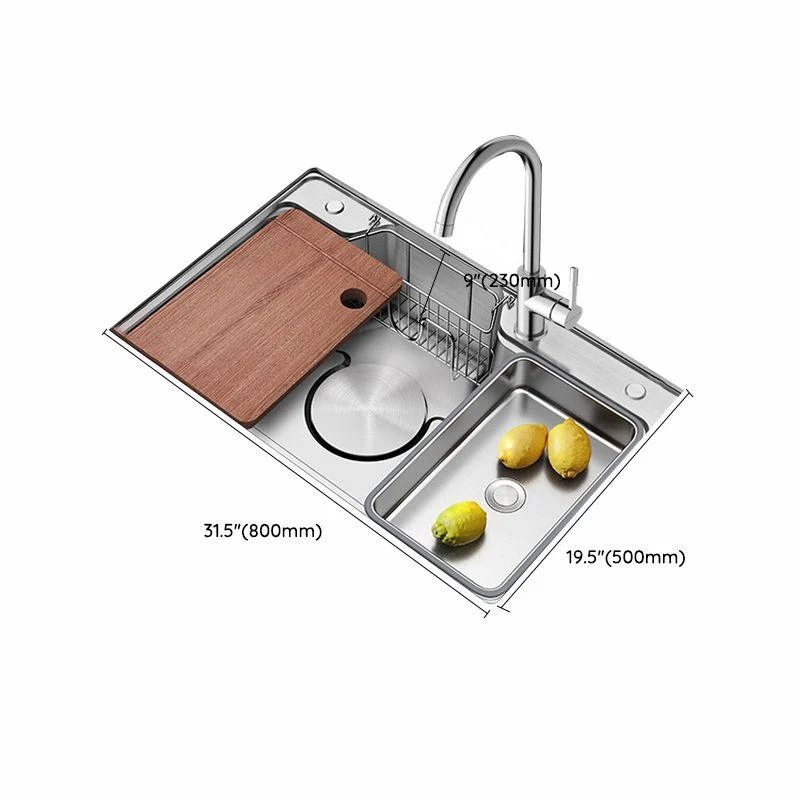 Contemporary Style Kitchen Sink Rectangle Shape Kitchen Sink with Single Bowl -Bathlova