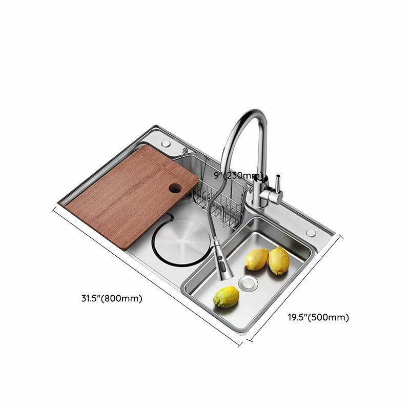 Contemporary Style Kitchen Sink Rectangle Shape Kitchen Sink with Single Bowl -Bathlova