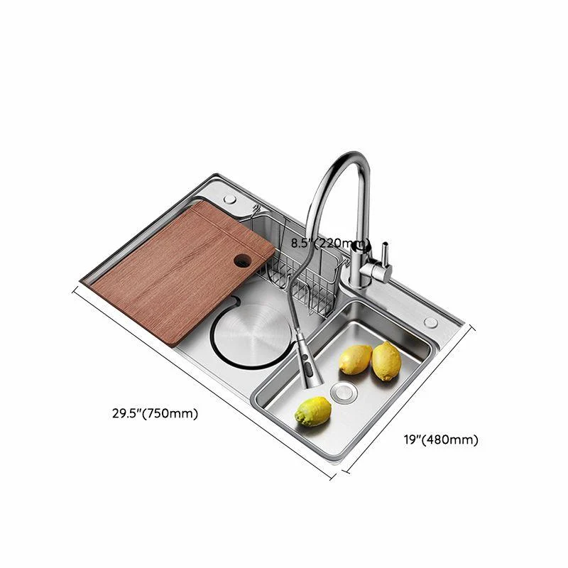 Contemporary Style Kitchen Sink Rectangle Shape Kitchen Sink with Single Bowl -Bathlova