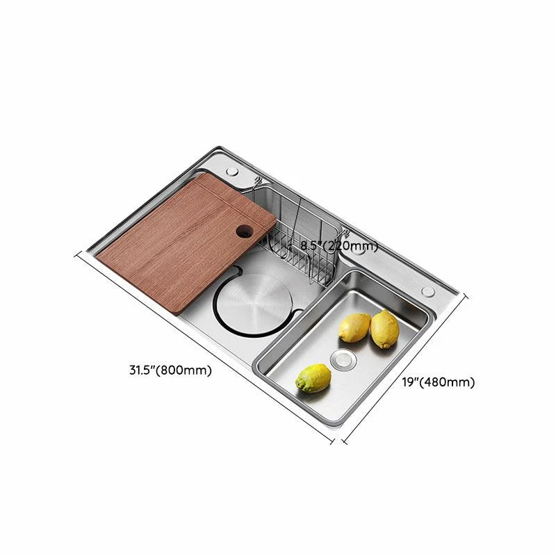 Contemporary Style Kitchen Sink Rectangle Shape Kitchen Sink with Single Bowl -Bathlova