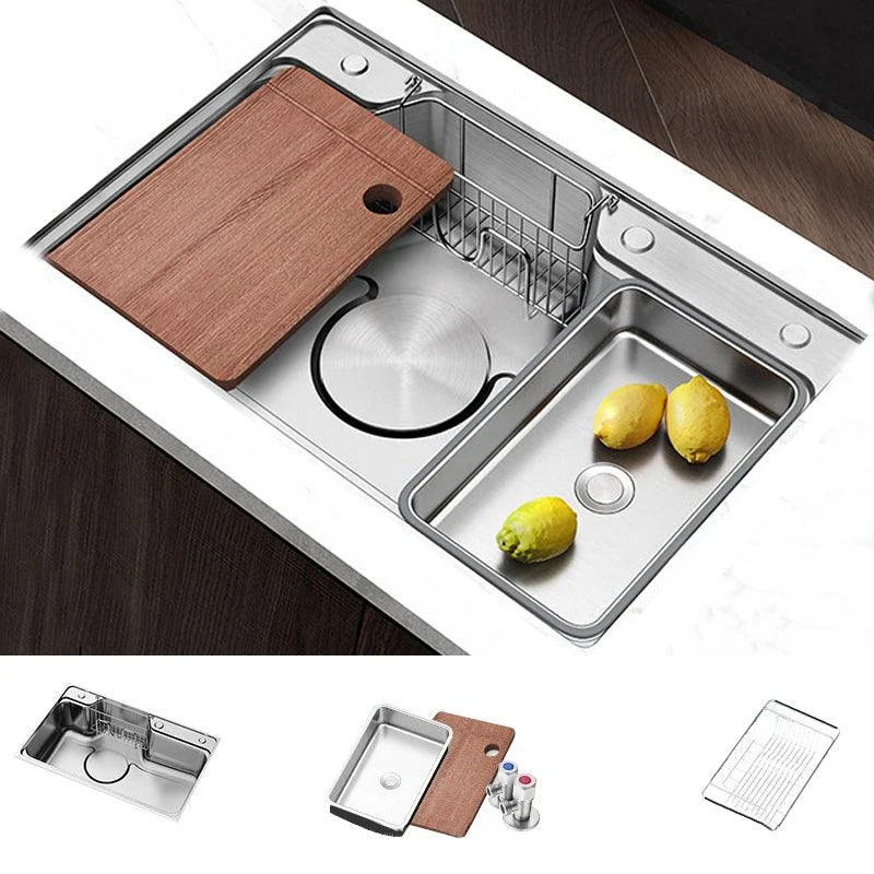 Contemporary Style Kitchen Sink Rectangle Shape Kitchen Sink with Single Bowl -Bathlova