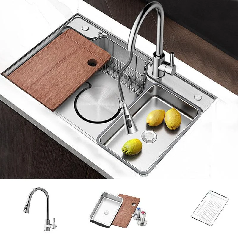 Contemporary Style Kitchen Sink Rectangle Shape Kitchen Sink with Single Bowl -Bathlova