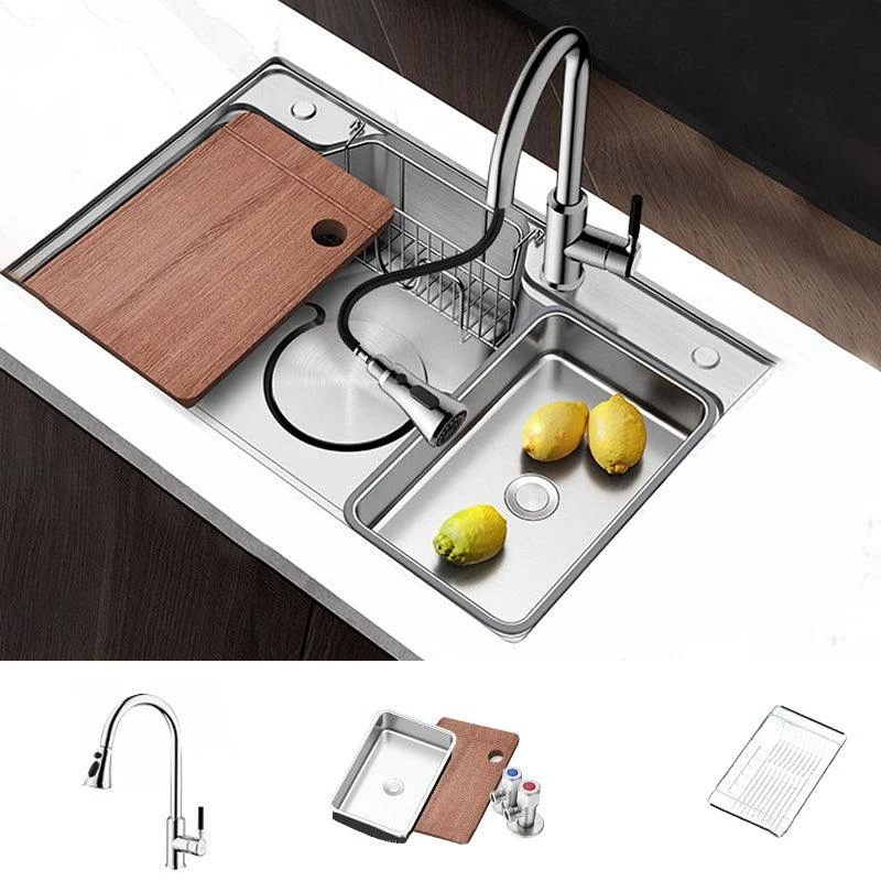 Contemporary Style Kitchen Sink Rectangle Shape Kitchen Sink with Single Bowl -Bathlova