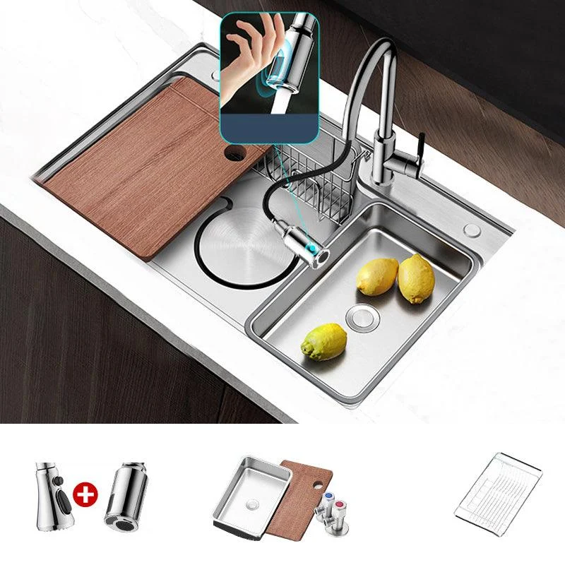 Contemporary Style Kitchen Sink Rectangle Shape Kitchen Sink with Single Bowl -Bathlova