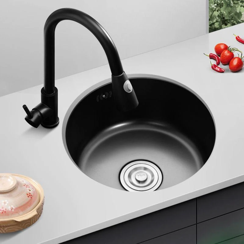 Contemporary Style Kitchen Sink Round Stainless Steel 1 Holes Kitchen Sink -Bathlova