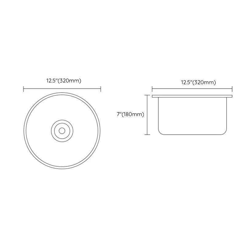 Contemporary Style Kitchen Sink Round Stainless Steel 1 Holes Kitchen Sink -Bathlova