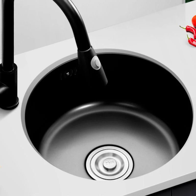 Contemporary Style Kitchen Sink Round Stainless Steel 1 Holes Kitchen Sink -Bathlova