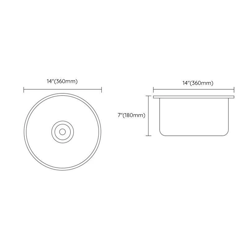 Contemporary Style Kitchen Sink Round Stainless Steel 1 Holes Kitchen Sink -Bathlova