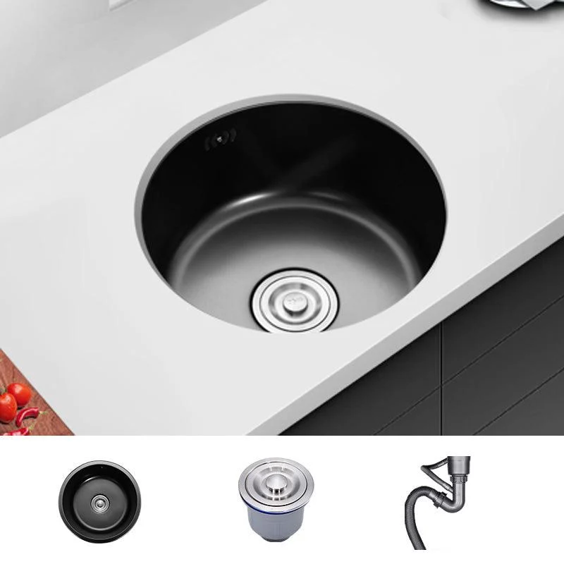 Contemporary Style Kitchen Sink Round Stainless Steel 1 Holes Kitchen Sink -Bathlova