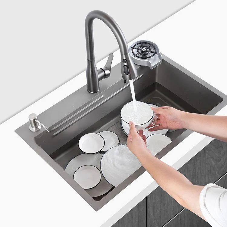 Contemporary Style Kitchen Sink Single Bowl Kitchen Sink with Rectangle Shape -Bathlova